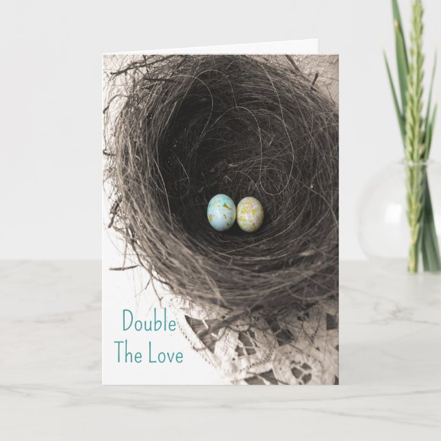 Doble tarjeta de felicitación de gemelos de la tar (Anverso)