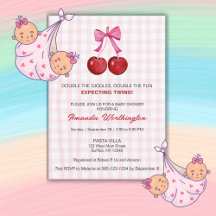 Doble tarjeta plana Baby Shower para Chicas gemelo