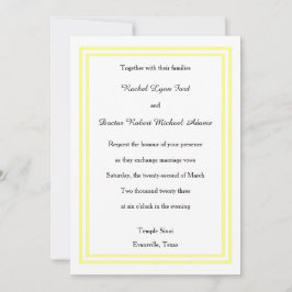 Doble trazo amarillo suave - Invitación a la boda