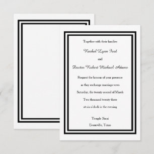 Doble trazo negro - Invitación a la boda 3x5