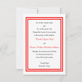 Doble trazo rojo -3x5 Invitación a la boda
