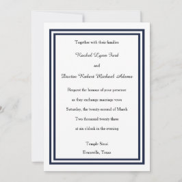Doble Trim Navy -5x7 Invitación de Boda