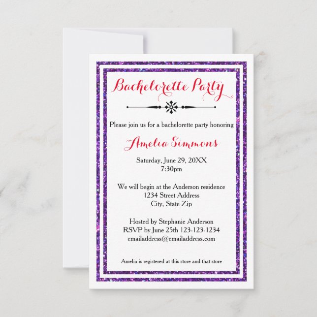 Doble trineo púrpura - 3 x 5 invitaciones a la sol (Anverso)