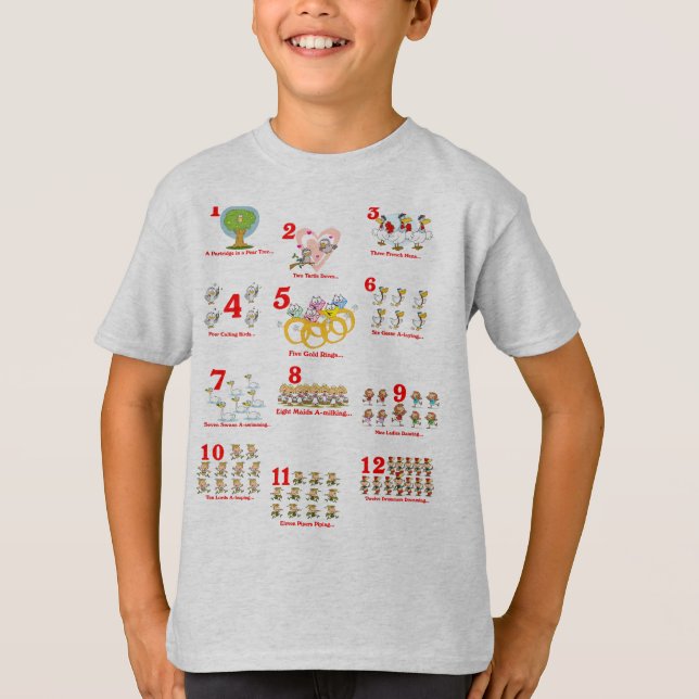 Doce días de Navidades cantando camiseta infantil (Anverso)