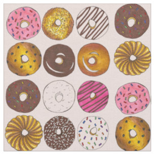 Doce donuts Desayuno Tela de nuez de nogal en rosa
