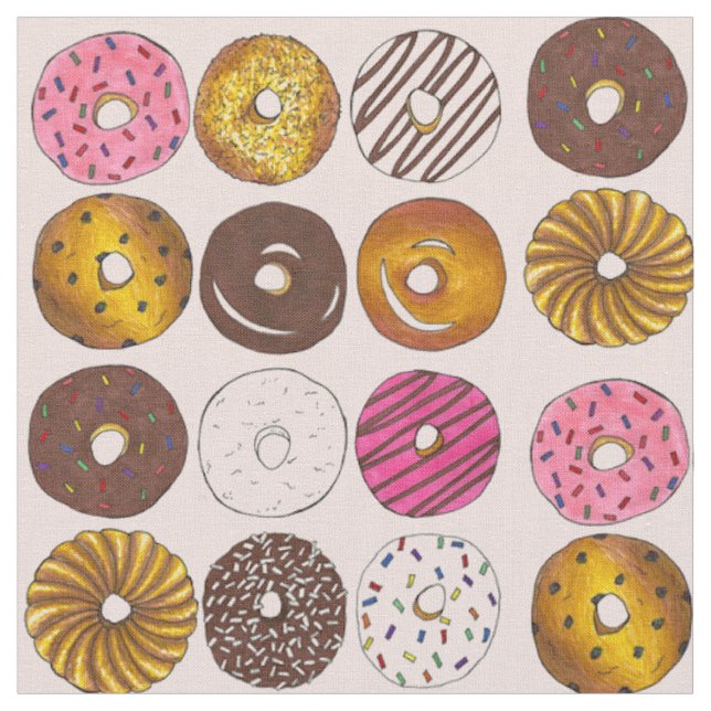 Doce donuts Desayuno Tela de nuez de nogal en rosa (De cerca)