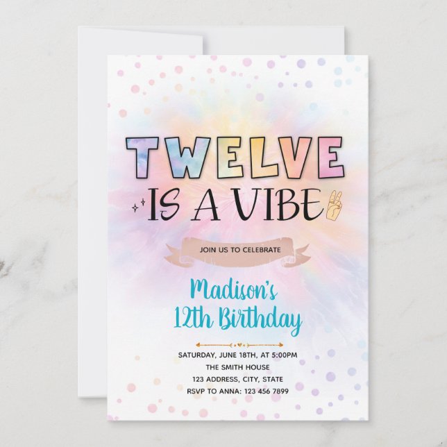 Doce es una invitación de cumpleaños de Vibe (Anverso)