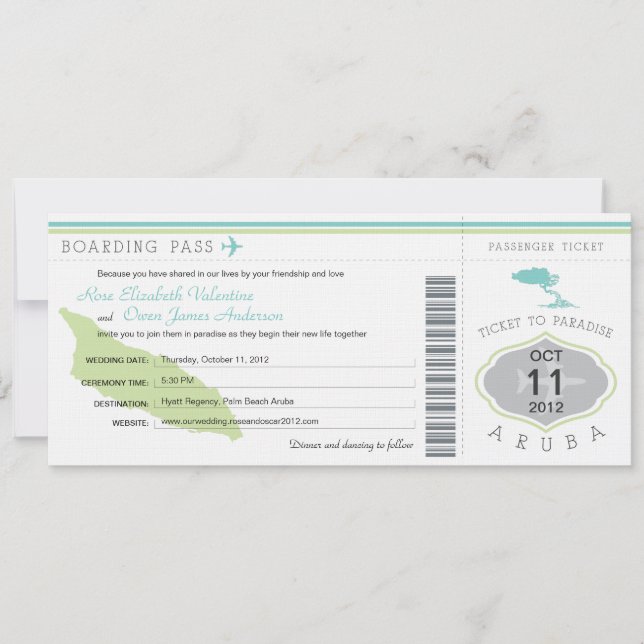Documento de embarque a la invitación de la boda (Anverso)
