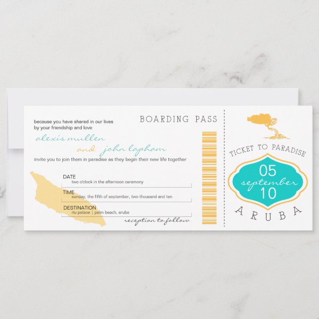 Documento de embarque a la invitación de la boda (Anverso)