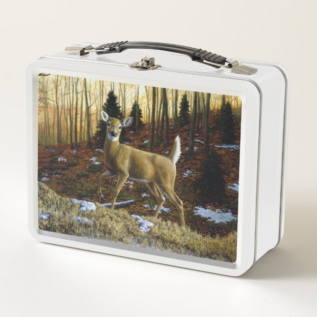 Doe de ciervo blanco en bosque otoñal (Anverso)