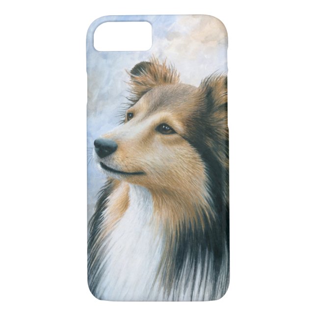 Dog 122 Sheltie Collie Funda para iPhone 7 (Reverso)