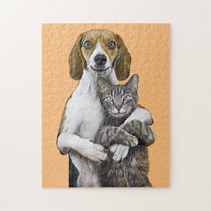 DOG AND CAT ART JIGSAW PUZZLE
