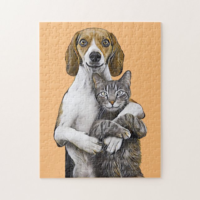 DOG AND CAT ART JIGSAW PUZZLE (Vertical)