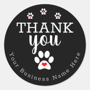 Dog Business, Dog Paw Print Gracias Pegatinas