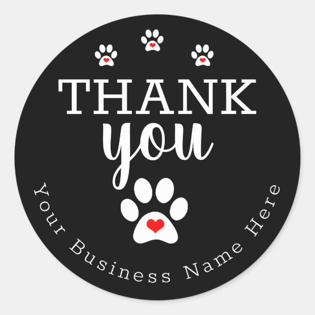 Dog Business, Dog Paw Print Gracias Pegatinas (Anverso)