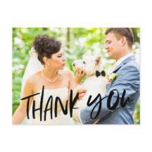 Dog en Boda Foto Gracias Postal