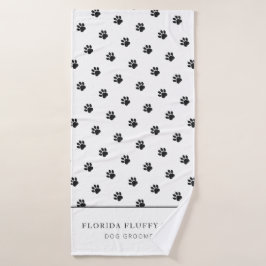 Dog Groomer Business Paw Print Pattern Bath Towel