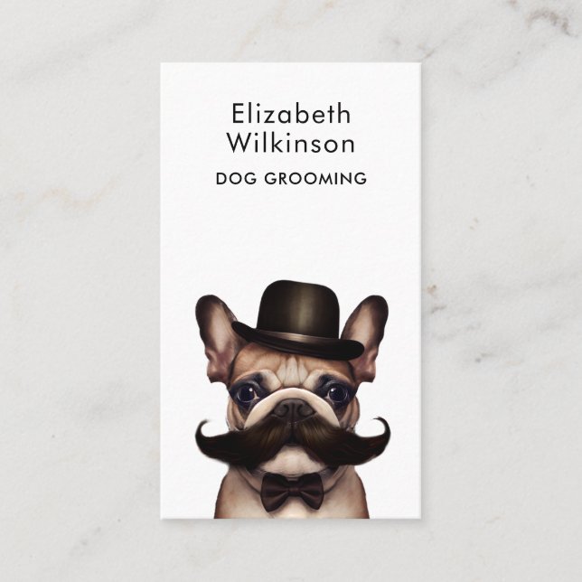 Dog Grooming Funny Tarjeta de Negocios Francesa de (Anverso)