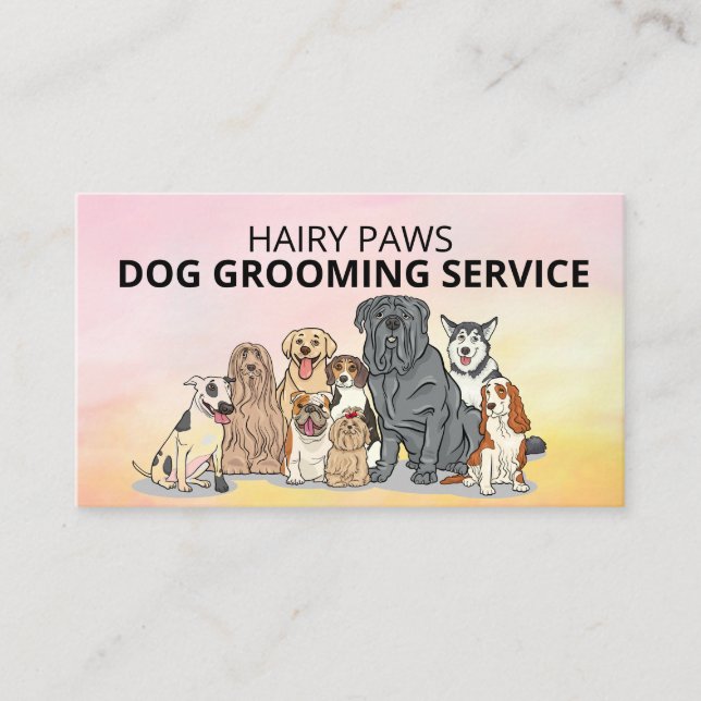 Dog Grooming Watercolor Tarjeta de presentación (Anverso)