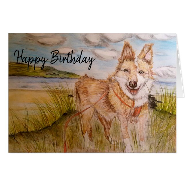 Dog Happy Birday Card (Anverso (Horizontal))