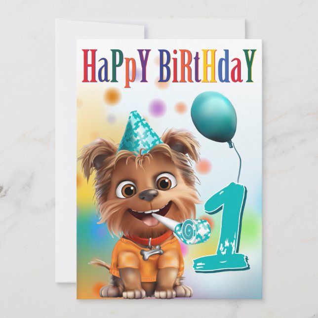 Dog in Party Hat Birthday (Anverso)