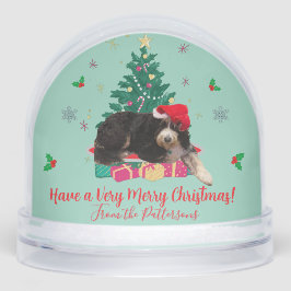 Dog in Santa hat & Christmas Tree 