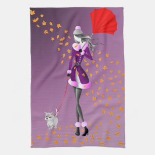 Dog & Lady Autumn deja toalla de té morado