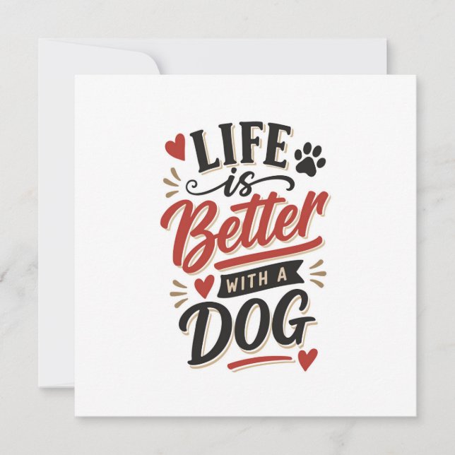 Dog Lover Wall Art - Life is Better with a Dog Red (Anverso)