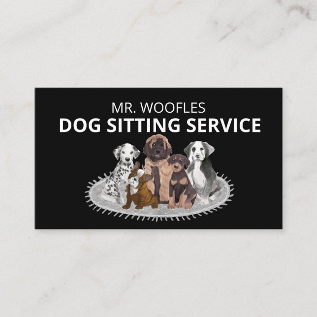 Dog Mascota Sitting Watercolor Tarjeta de presenta (Anverso)