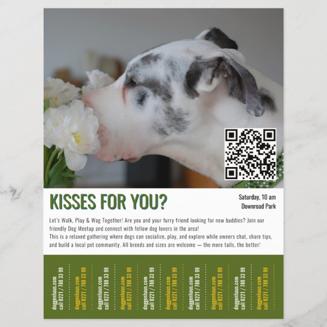 dog meetup tear-off flyer template (Frente)