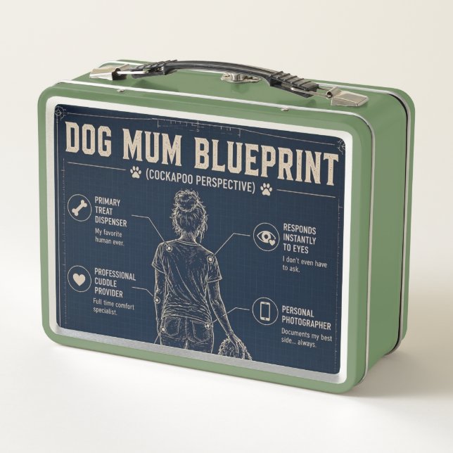 Dog Mum Cockapoo Blueprint Lunch Box (Reverso)