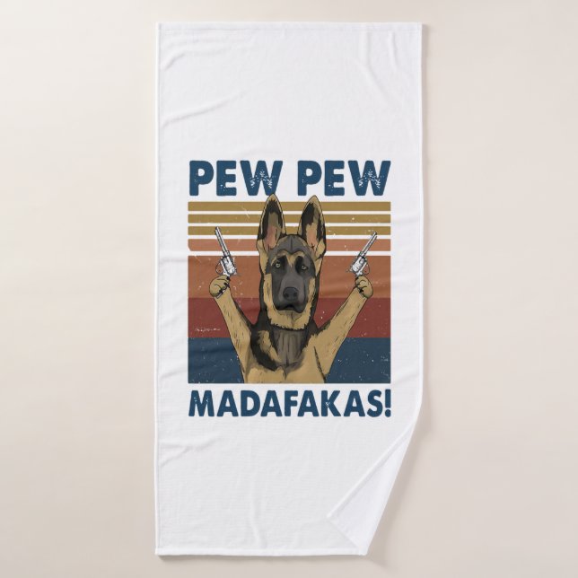 DOG PEW PEW MADAFAKAS VINTAGE RETRO (Toalla de baño)