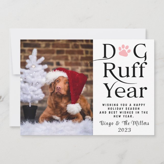Dog Ruff Year Mascota Foto Tarjeta de vacaciones d (Anverso)