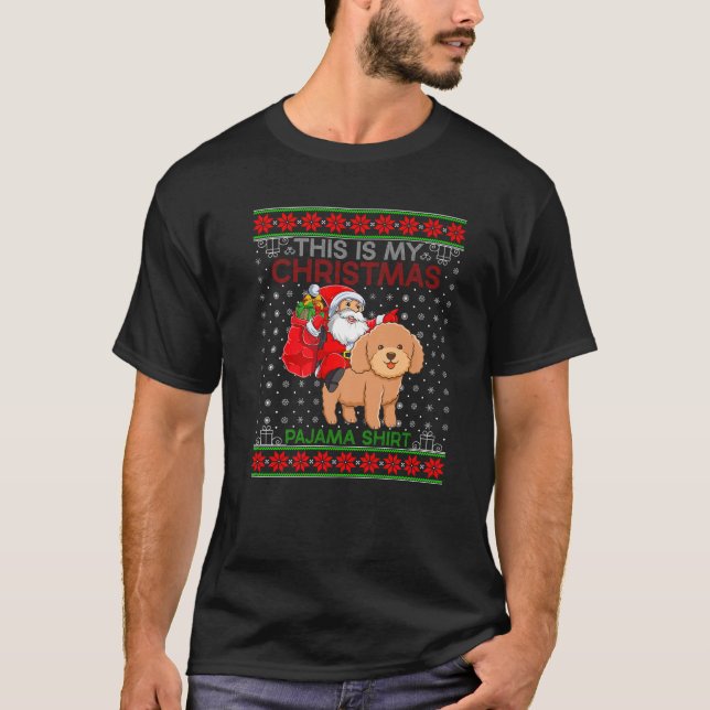 Dog Sweater Santa Riding Toy Poodle Dog (Anverso)