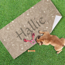 Dog Towel - Brown Botanical, Personalized