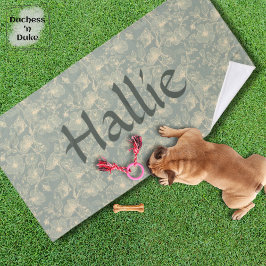 Dog Towel - Sage Green Botanical, Personalized 