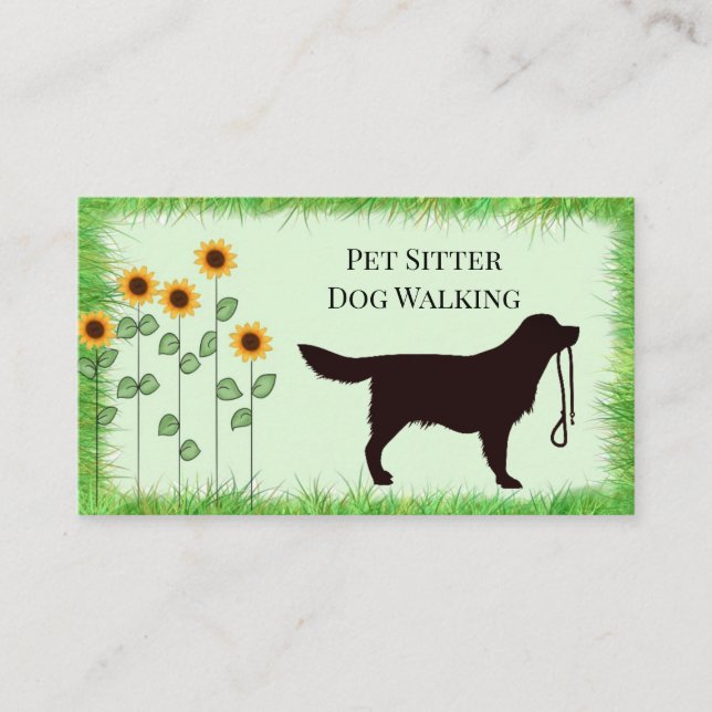 Dog Walker/ Mascota Sitters Sunflowers Tarjeta de  (Anverso)