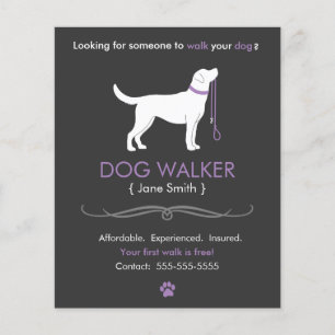 Dog Walker Walker Walking Business Flyer Plantilla
