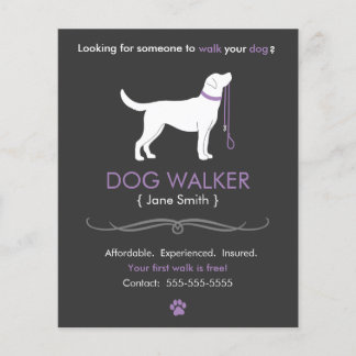 Dog Walker Walker Walking Business Flyer Plantilla