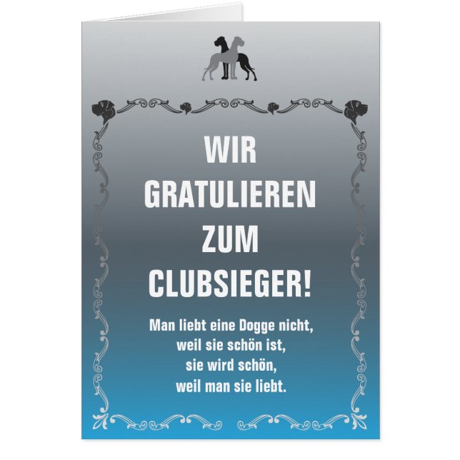 Doggen Sieger Grußkarte (Frente)