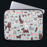 Doggy Boudoir Funda Portátil<br><div class="desc">Doggies y más doggies en este patrón de perro ultra lindo y elegante. ¡Con jarras, canicates, bulldoges, novios, chihuahuas y más! Obra de arte original de Claudette Barjoud de Fluff.</div>