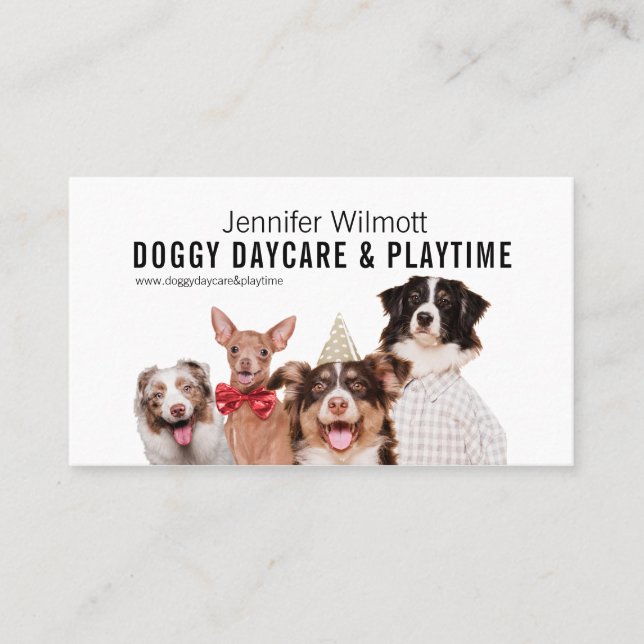 Doggy Daycare Watercolor - Tarjeta de visita (Anverso)
