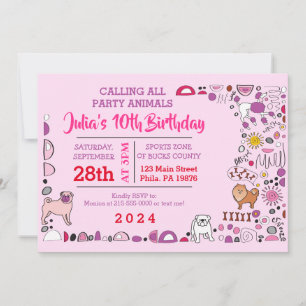 Doggy Dog Birthday Party Puppy Invitación