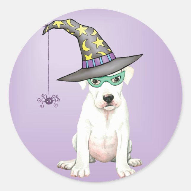 Dogo Argentino Witch Classic Round Pegatina (Anverso)