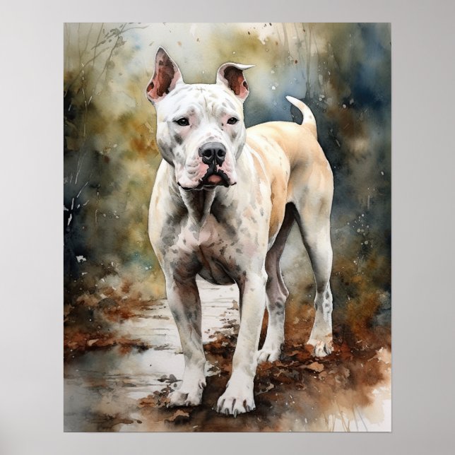 Dogo Poster de impresión de arte de perro argentin (Frente)