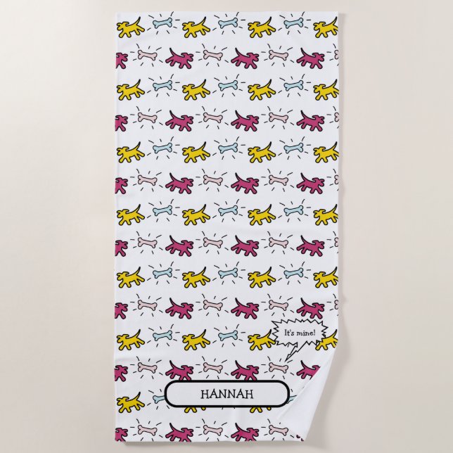 Dogs Bones RY Graffiti Estilo Nombre Toalla de Pla (Anverso)