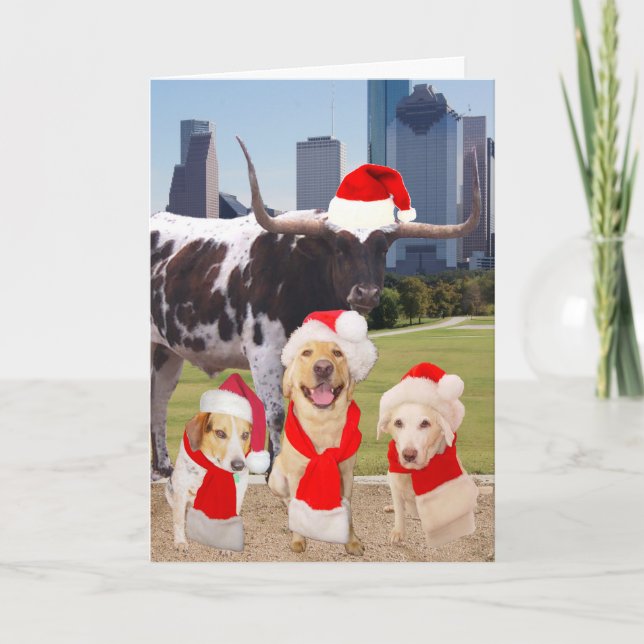 Dogs divertidos Feliz Navidad desde Houston (Anverso)
