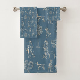 Dogs Lady Toile de Jouy Turquoise oscuro