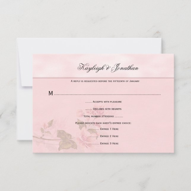 Dogwood rosa Blossoms Floral RSVP (Anverso)