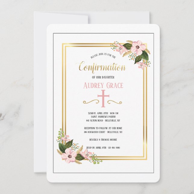 Dogwood Swag Invitación religiosa (Anverso)